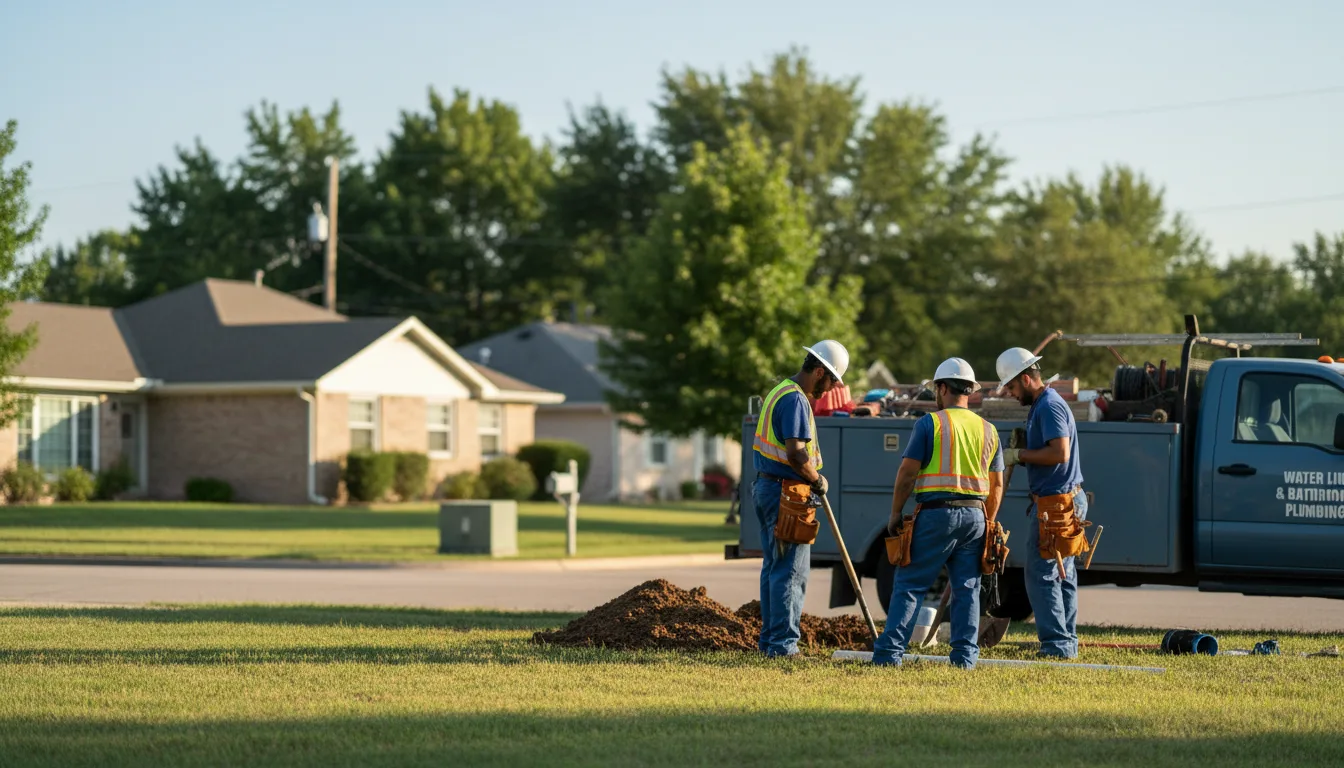 Residential water line and bathroom plumbing service in Donahue, IA